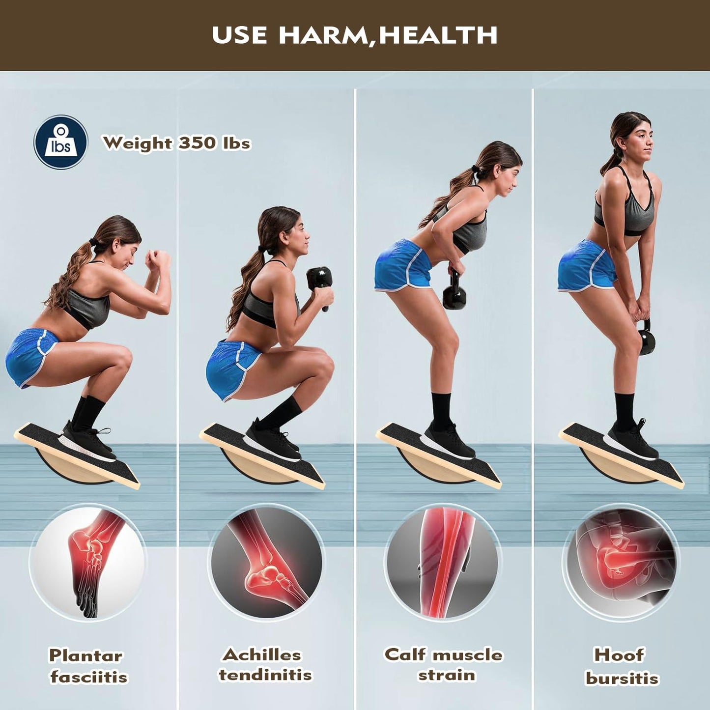 Balance Board for Adults-Anti-Slip Wobble Board for Physical Therapy,Office Balance Beam, Core Strength Trainer-Wooden Rocker Board