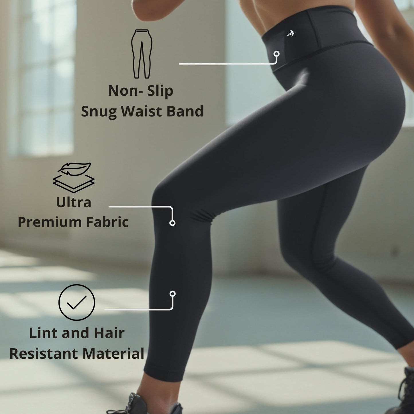 CompressionZ Compression Leggings for Women High Waisted Performance Tummy Control Gym, Pilates, Travel, Yoga, Workout Pants Black
