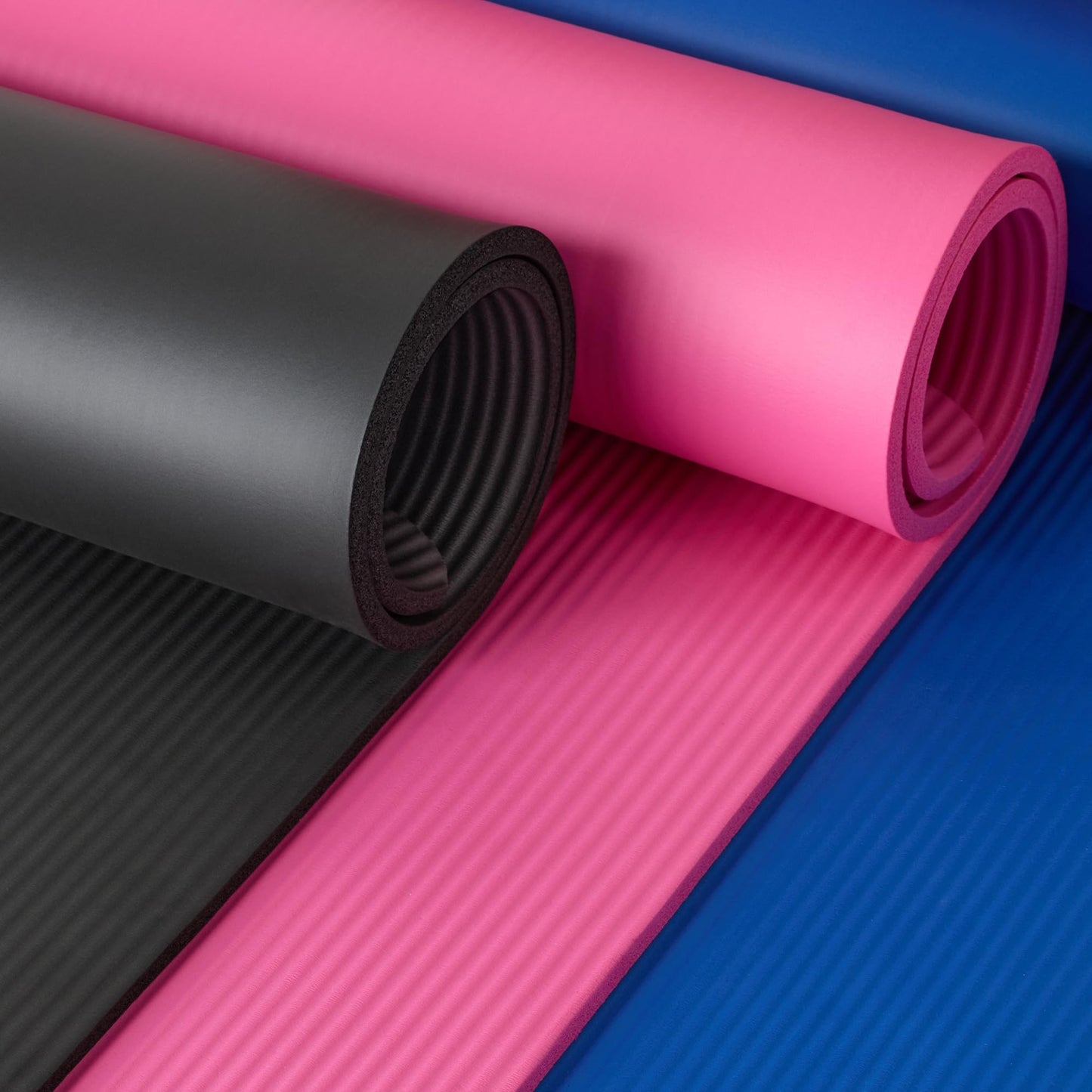 1/2 Inch Extra Thick Exercise Yoga Mat with Carrying Strap, Black