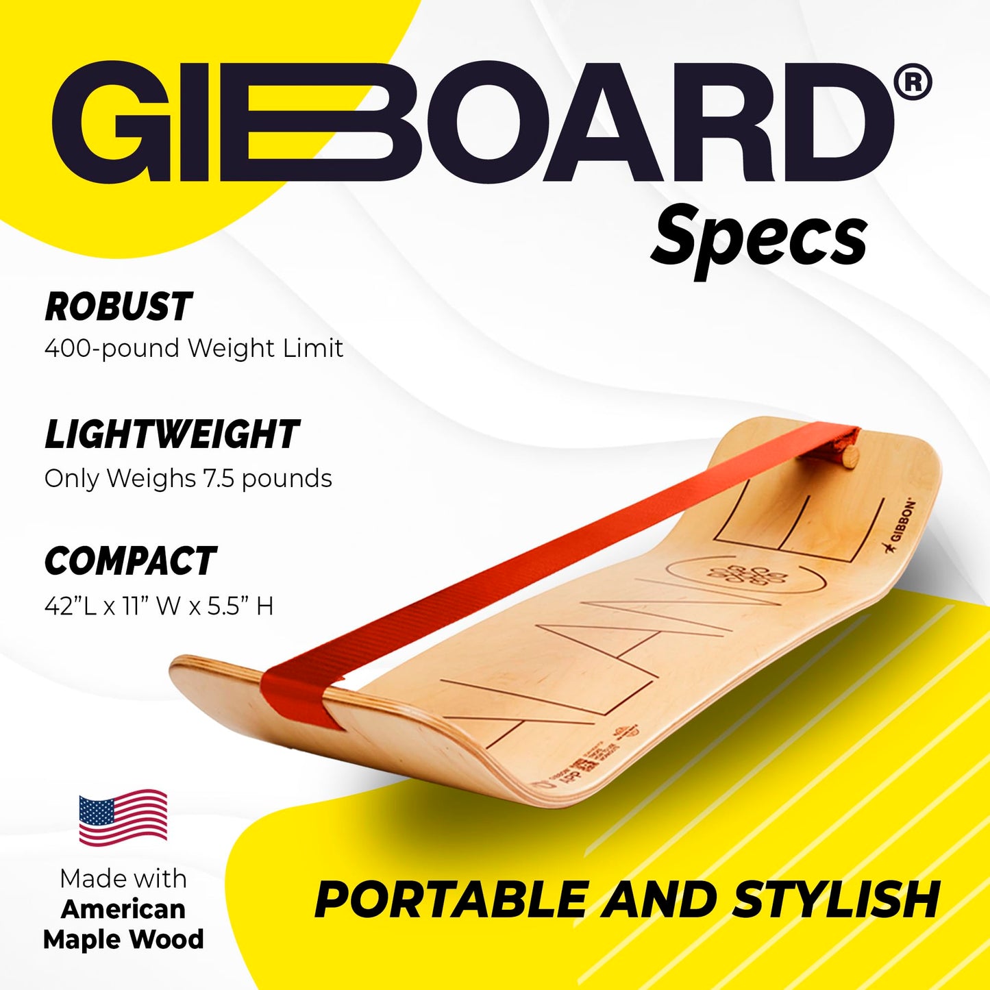 GIBBON GiBoard Balance Board Kids & Adults - Slack Board Workout Equipment Home Gym Training - Wooden Balance Boards for Adults Trainer - Standing Desk Exercise - Yoga, Agility, Pilates, Core & More