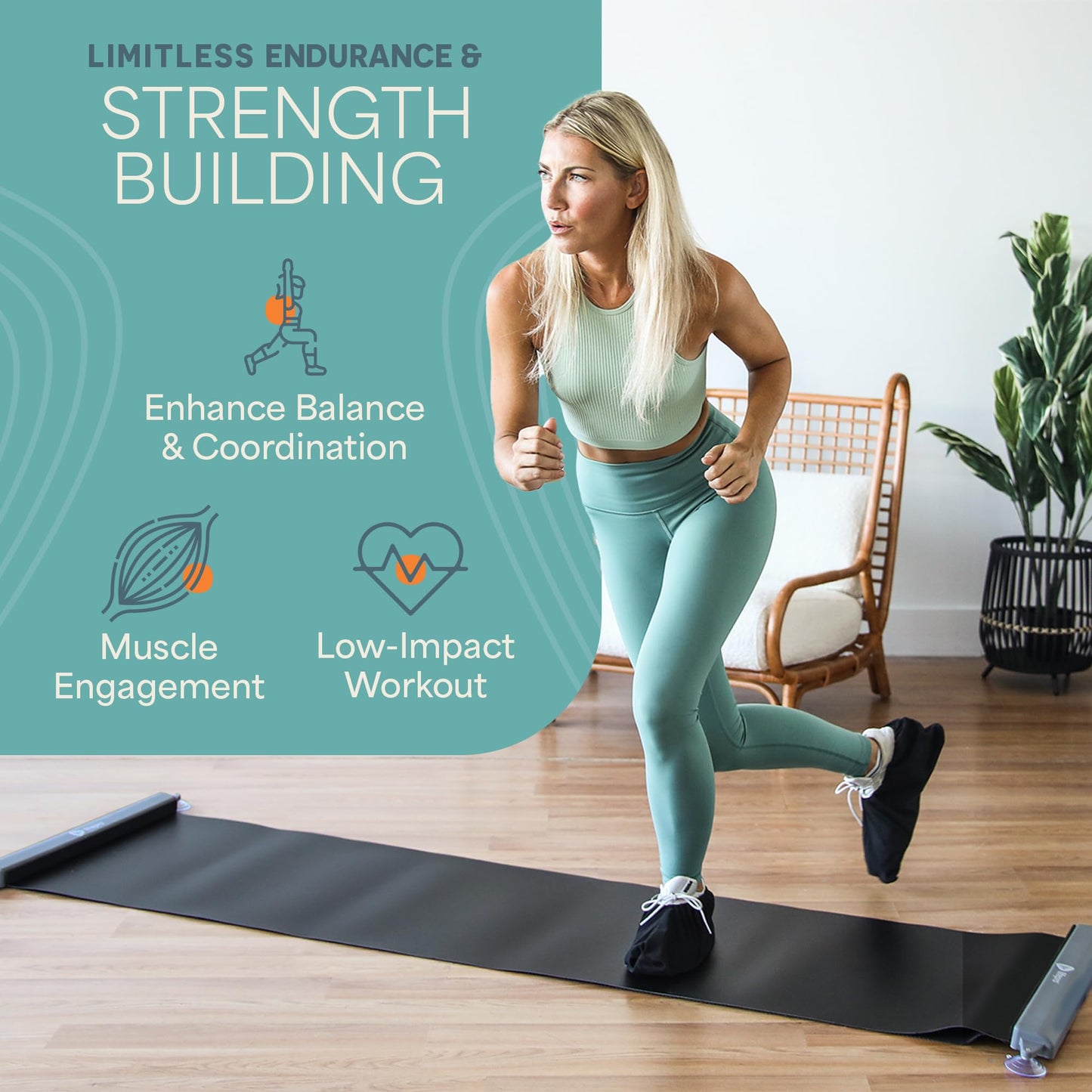 Lifepro Exercise Slide Board - Sliding Mat for Endurance and Strength Building Workouts - Hockey, Skating, and Core Training Equipment with Booties