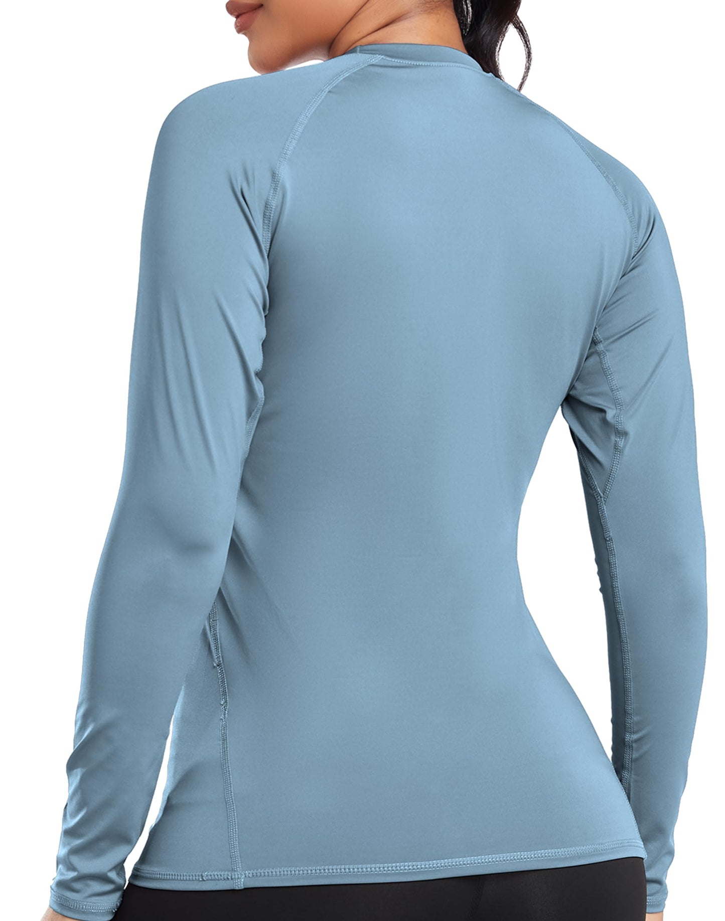 TELALEO 4 Pack Women's Compression Shirt Long Sleeve Performance Workout Baselayer Athletic Top Sports Gear-Black/White/Blue/Prule Medium