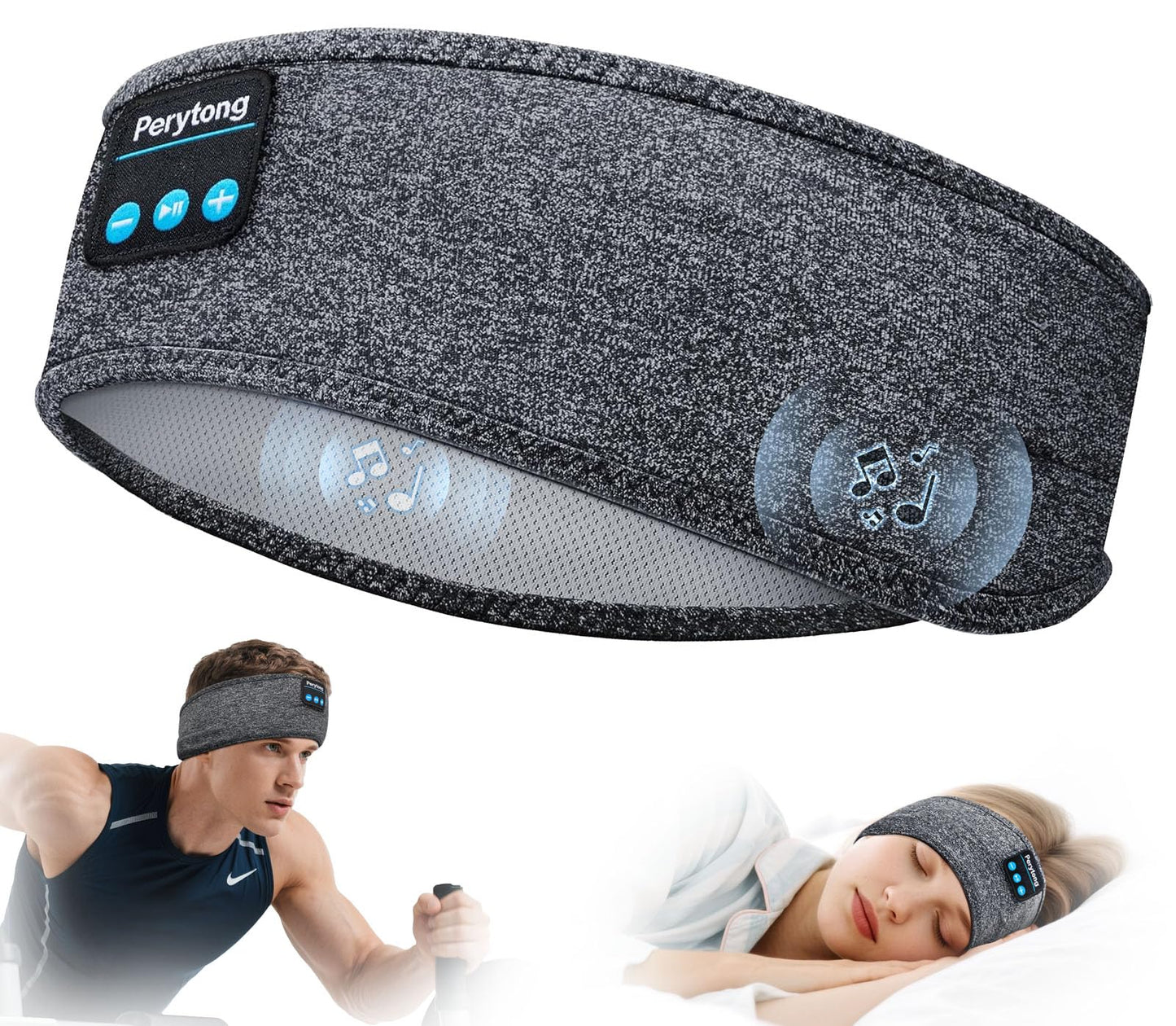 Perytong Sleep Headphones Wireless, Bluetooth Sports Headband Headphones with Ultra-Thin HD Stereo Speakers Perfect for Sleeping,Workout,Jogging,Yoga,Insomnia, Air Travel, Meditation