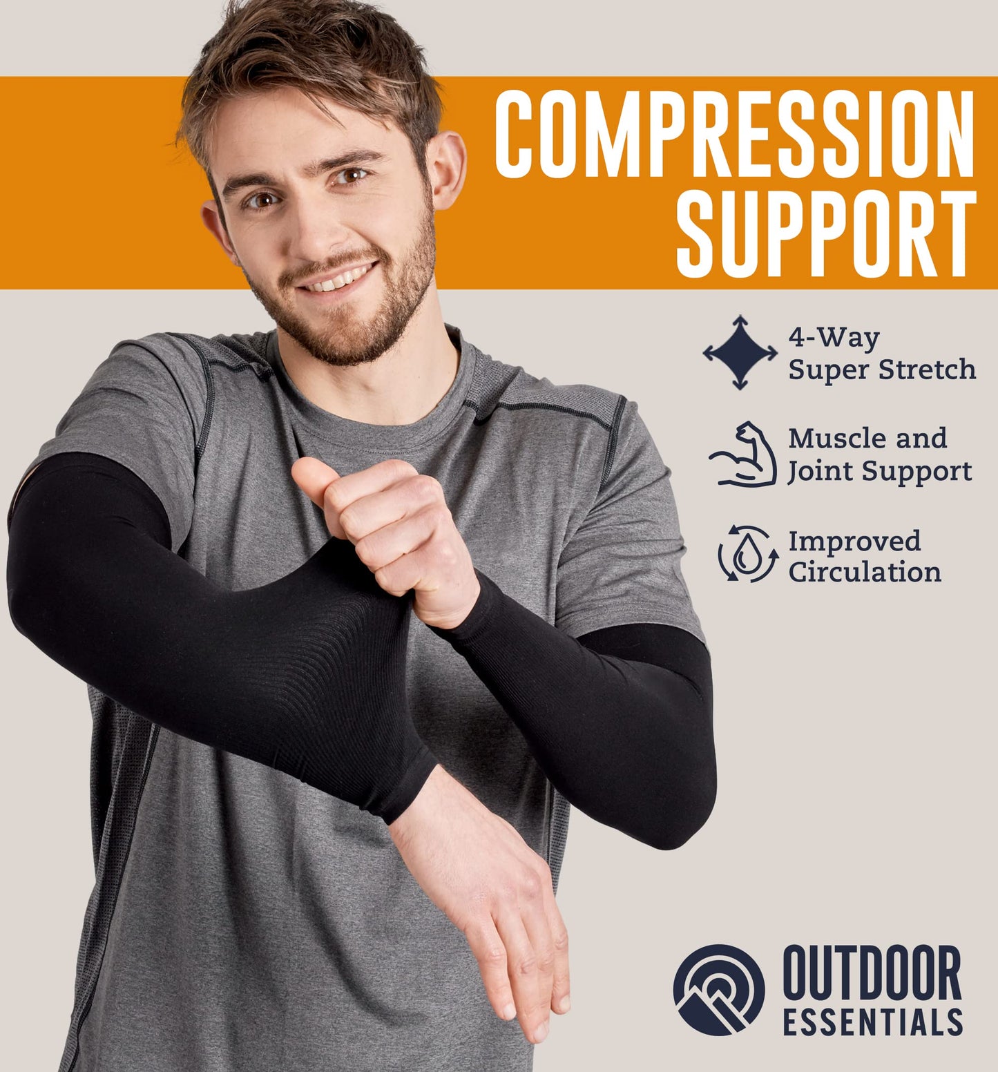 OutdoorEssentials UV Arm Sleeves for Men and Women - Sun Protection Sleeves - Compression, Golf, Baseball, Cooling, Tattoo Arm Sleeve - Mangas Para El Sol Para Hombre