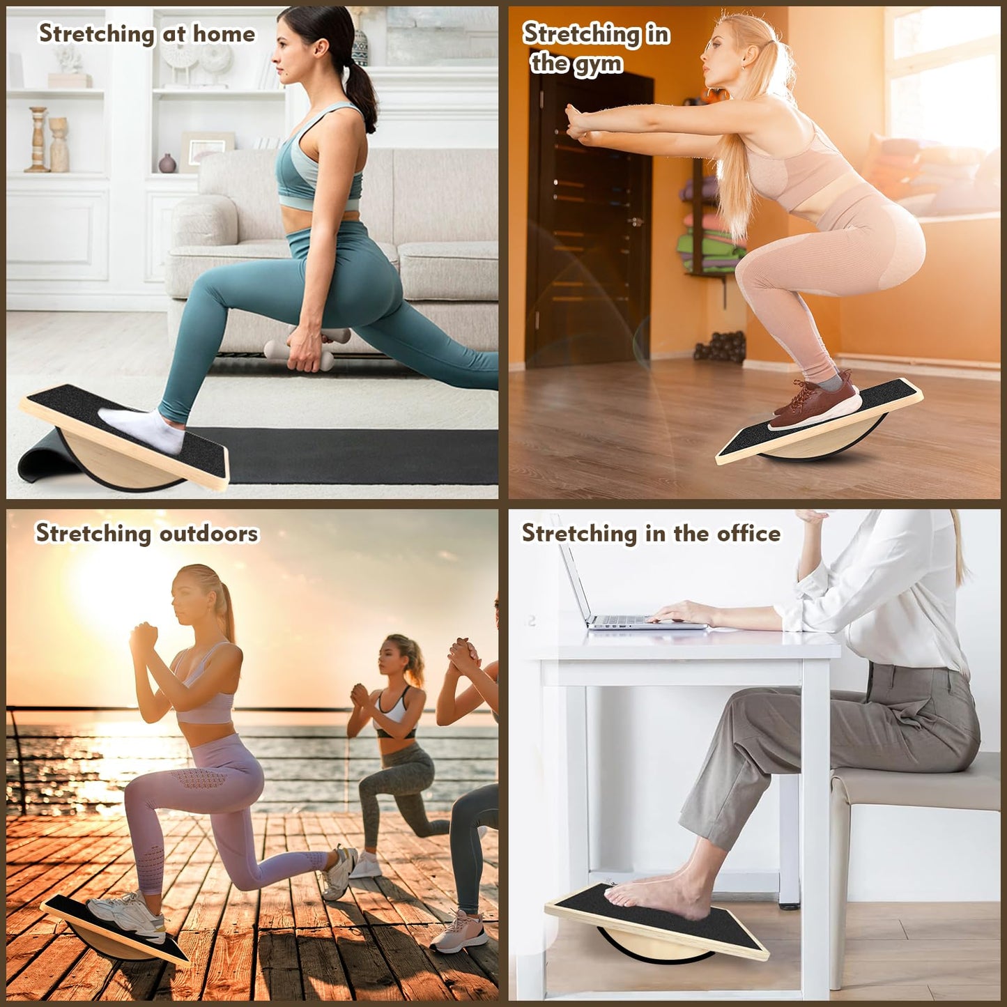 Balance Board for Adults-Anti-Slip Wobble Board for Physical Therapy,Office Balance Beam, Core Strength Trainer-Wooden Rocker Board