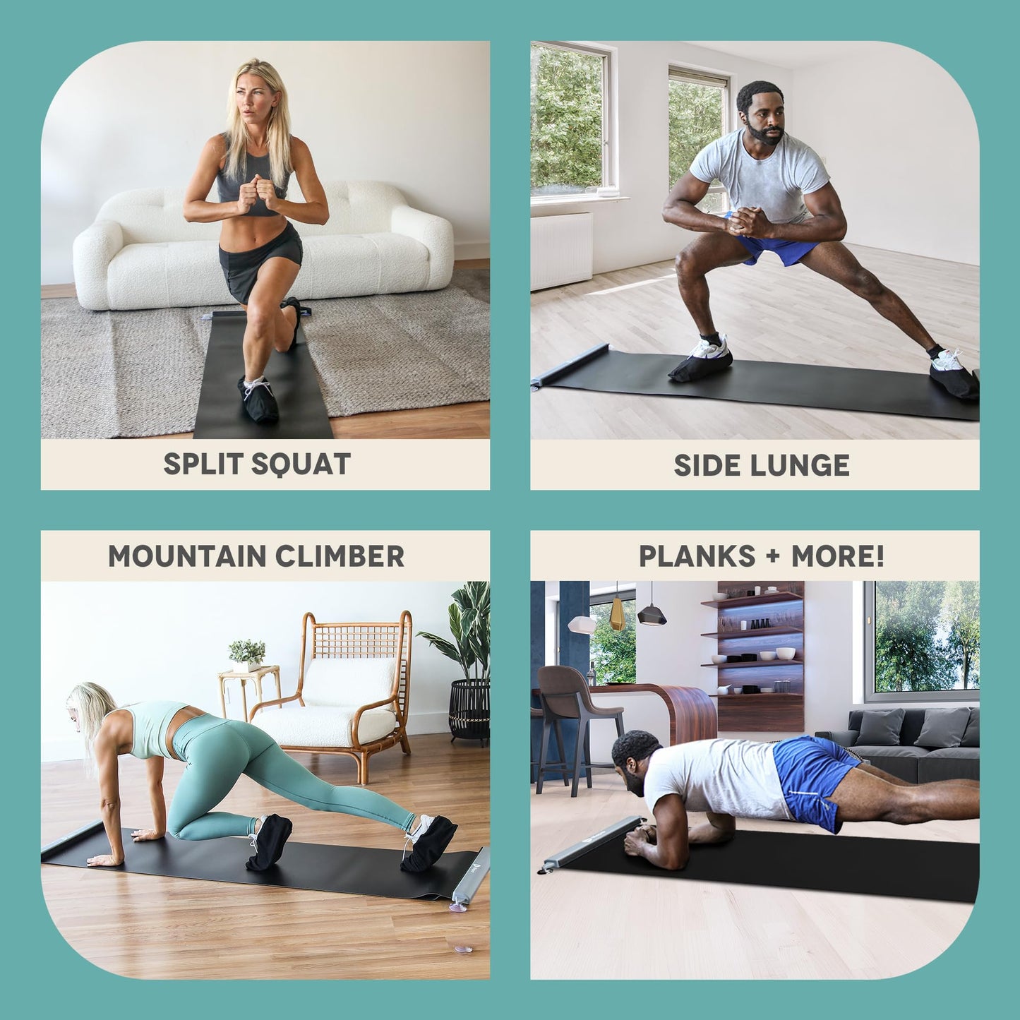 Lifepro Exercise Slide Board - Sliding Mat for Endurance and Strength Building Workouts - Hockey, Skating, and Core Training Equipment with Booties