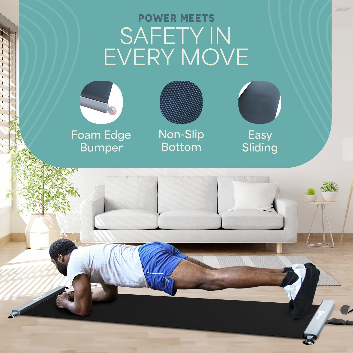 Lifepro Exercise Slide Board - Sliding Mat for Endurance and Strength Building Workouts - Hockey, Skating, and Core Training Equipment with Booties
