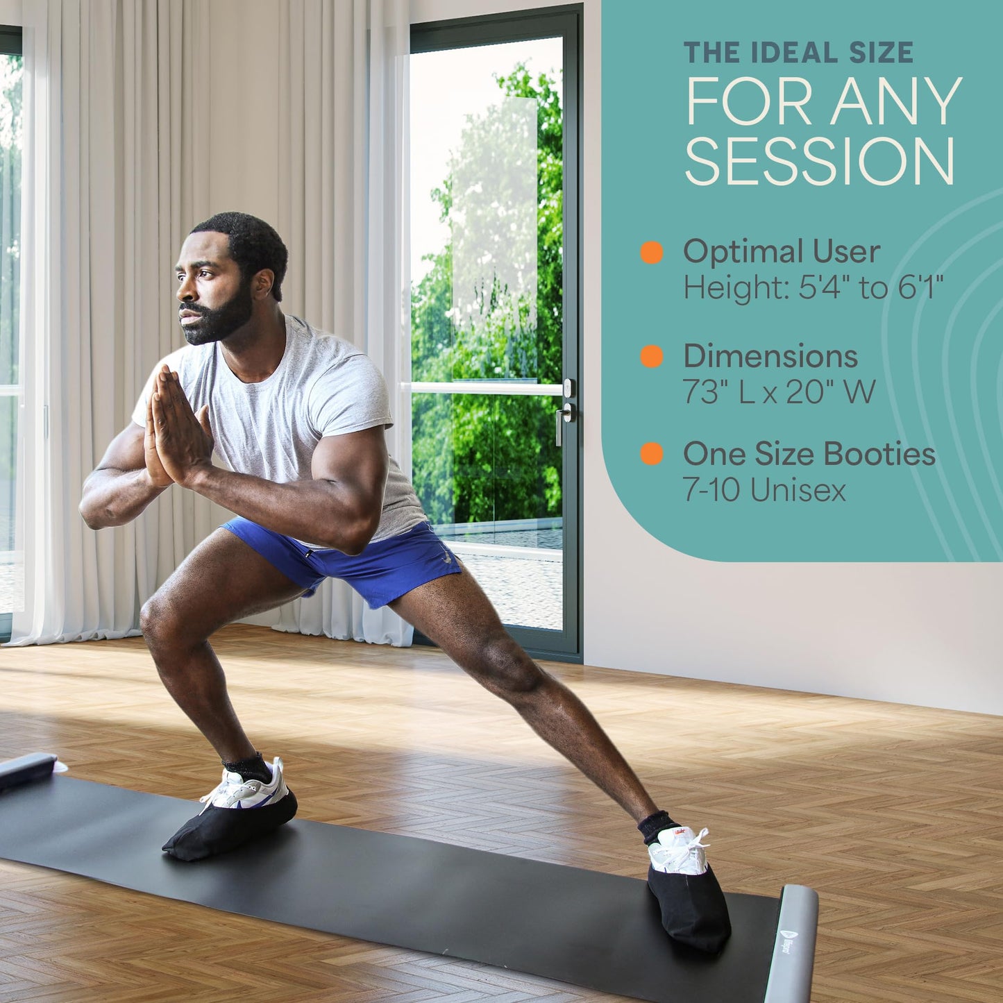 Lifepro Exercise Slide Board - Sliding Mat for Endurance and Strength Building Workouts - Hockey, Skating, and Core Training Equipment with Booties