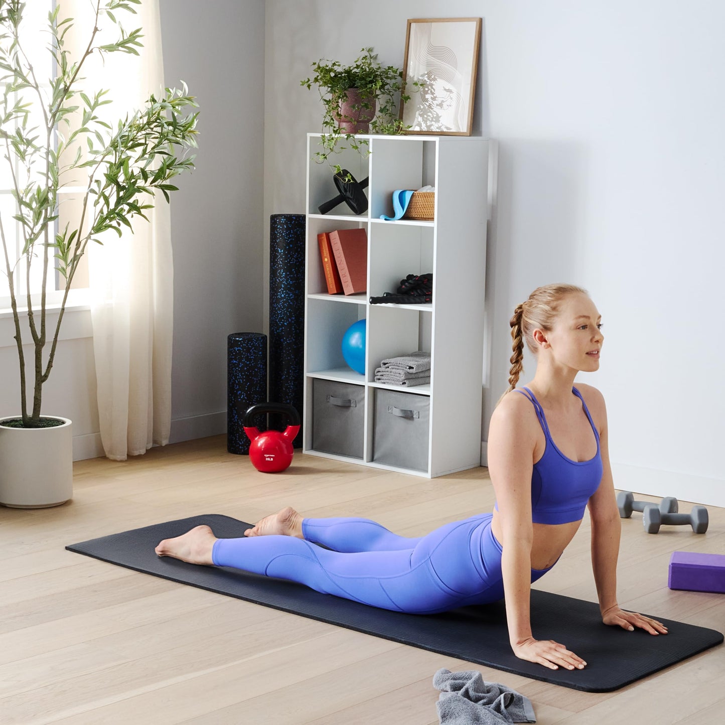 1/2 Inch Extra Thick Exercise Yoga Mat with Carrying Strap, Black