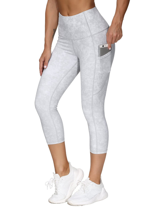 THE GYM PEOPLE Thick High Waist Capris Yoga Pants with Pockets, Tummy Control Workout Running Yoga Leggings for Women