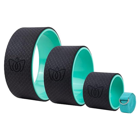 Florensi Yoga Wheel Foam Roller Set 3-Pack - Green - Back Roller for Pain Relief & Spinal Stretching - Deep Tissue Trigger Point Massager & Pilates Ring