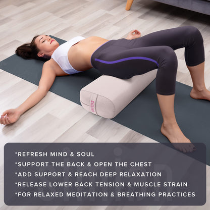 Simian Yoga Bolster Pillow Premium Meditation Bolsters Supportive Rectangular Cushion with Skin-Friendly Velvet Cover Washable, Support Cushions Bolster Pillows for Restorative Yoga,Yin Yoga… (CREAM BEIGE)