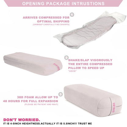 Simian Yoga Bolster Pillow Premium Meditation Bolsters Supportive Rectangular Cushion with Skin-Friendly Velvet Cover Washable, Support Cushions Bolster Pillows for Restorative Yoga,Yin Yoga… (CREAM BEIGE)