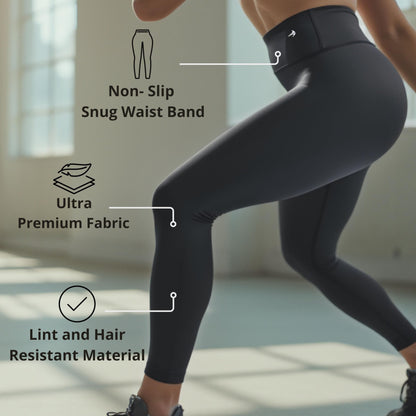 CompressionZ Compression Leggings for Women High Waisted Performance Tummy Control Gym, Pilates, Travel, Yoga, Workout Pants Black