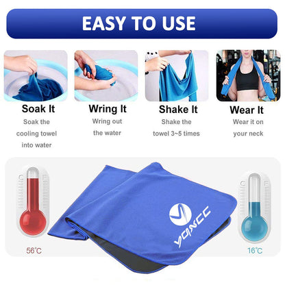 YQXCC 4 Pack Cooling Towel (47"x12") Ice Cool for Neck, Microfiber Soft Breathable Chilly Towels for Yoga, Sports, Golf, Gym, Camping, Running, Fitness, Workout & More Activities