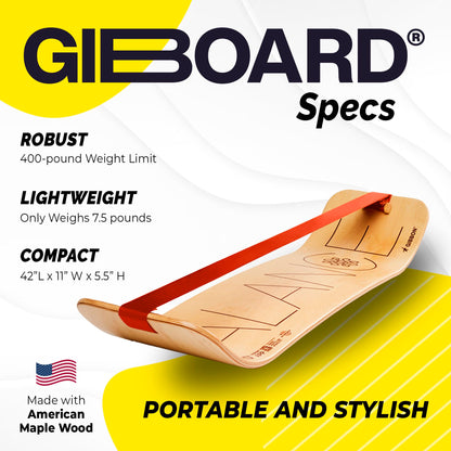 GIBBON GiBoard Balance Board Kids & Adults - Slack Board Workout Equipment Home Gym Training - Wooden Balance Boards for Adults Trainer - Standing Desk Exercise - Yoga, Agility, Pilates, Core & More