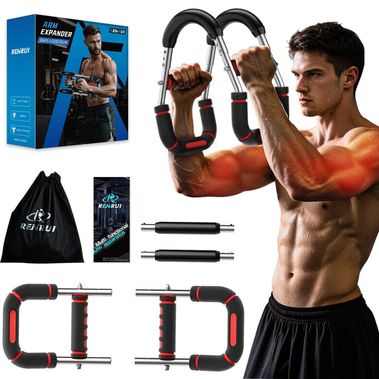Twister Arm Trainer, Adjustable 5 Resistance Levels (40-130 lbs) Chest & Arm Workout Equipment for Men & Women, Ergonomic Home Gym Strength Trainer with Anti-Slip Handles & Carry Bag (Red)