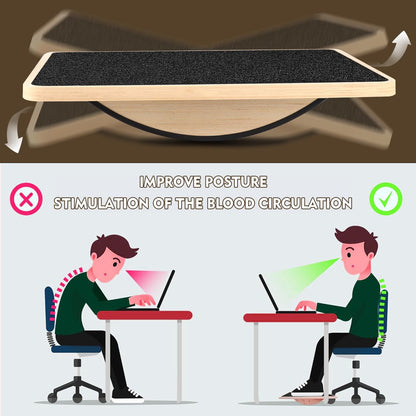 Balance Board for Adults-Anti-Slip Wobble Board for Physical Therapy,Office Balance Beam, Core Strength Trainer-Wooden Rocker Board