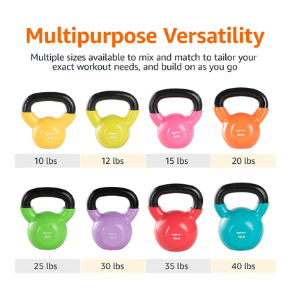 Amazon Basics Vinyl Kettlebell, 10 Pounds, Light Orange