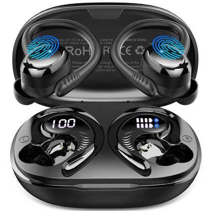 Wireless Earbuds Bluetooth 5.4 Headphones Sport, 2025 Bluetooth Earbuds with Earhooks, 50H Stereo Over Ear Buds, Earphone with 4 ENC Noise Canceling Mic, IP7 Waterproof Headset for Running/Gym/Workout
