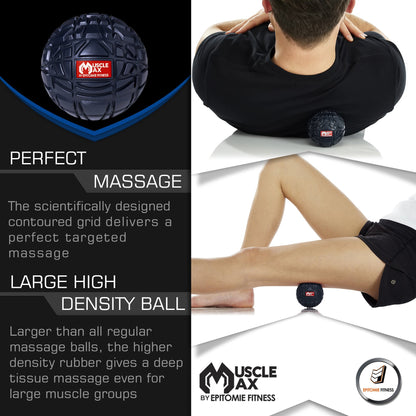 Epitomie Fitness Muscle Max Massage Ball - Therapy Ball for Trigger Point Massage - Deep Tissue Massager for Myofascial Release - Mobility Ball for Exercise & Recovery