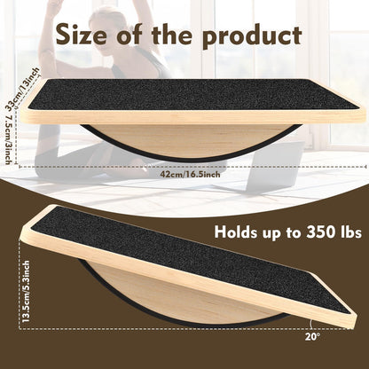 Balance Board for Adults-Anti-Slip Wobble Board for Physical Therapy,Office Balance Beam, Core Strength Trainer-Wooden Rocker Board