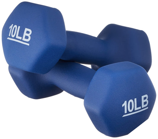 Amazon Basics Neoprene Dumbbell Hand Weights, 10 Pound, Pair, Navy Blue