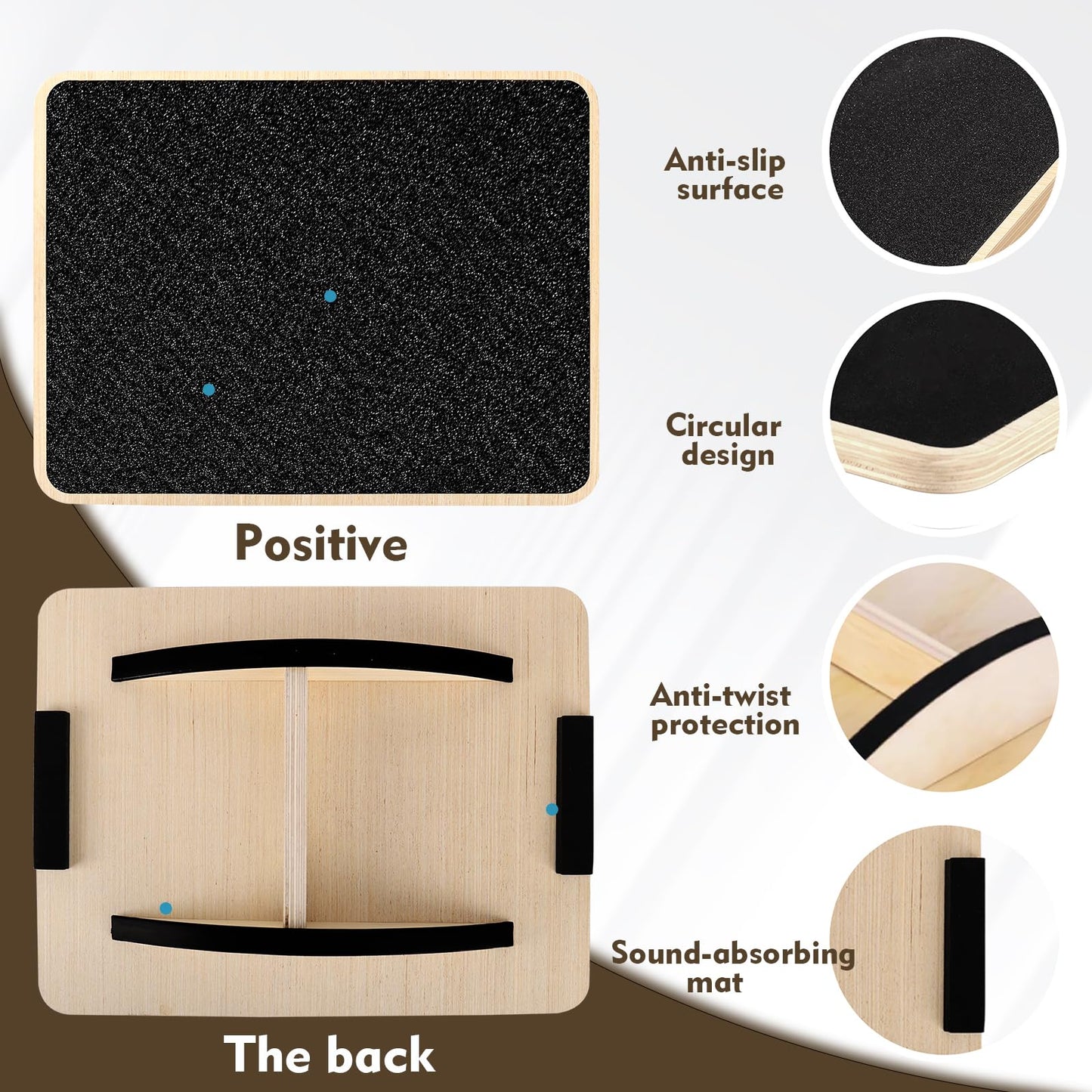 Balance Board for Adults-Anti-Slip Wobble Board for Physical Therapy,Office Balance Beam, Core Strength Trainer-Wooden Rocker Board