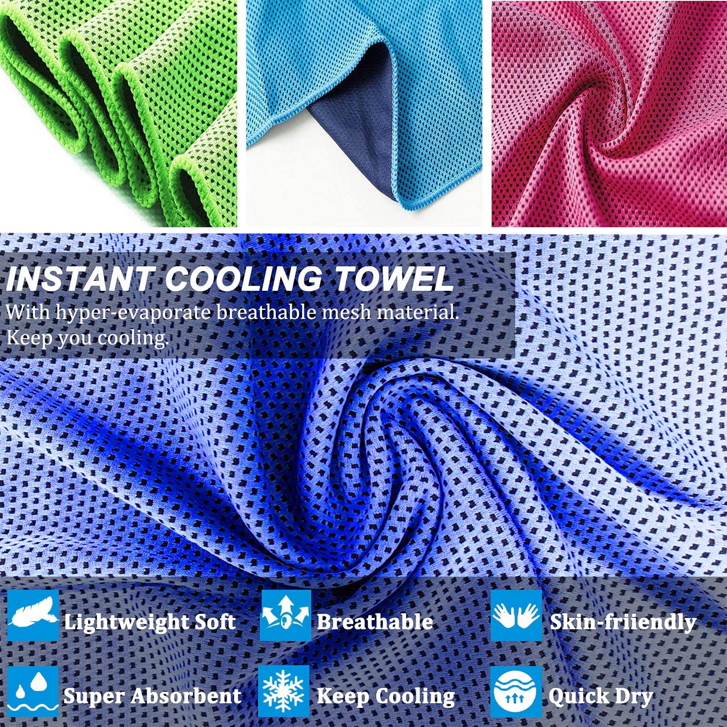YQXCC 4 Pack Cooling Towel (47"x12") Ice Cool for Neck, Microfiber Soft Breathable Chilly Towels for Yoga, Sports, Golf, Gym, Camping, Running, Fitness, Workout & More Activities