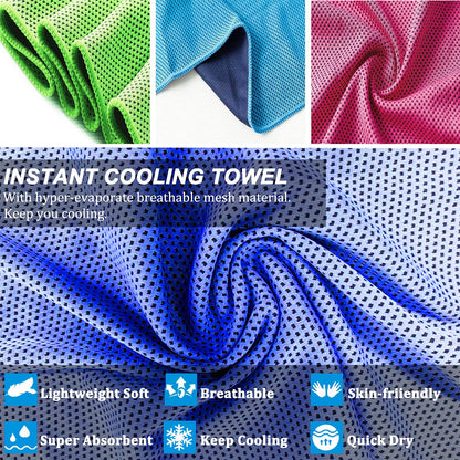 YQXCC 4 Pack Cooling Towel (47"x12") Ice Cool for Neck, Microfiber Soft Breathable Chilly Towels for Yoga, Sports, Golf, Gym, Camping, Running, Fitness, Workout & More Activities