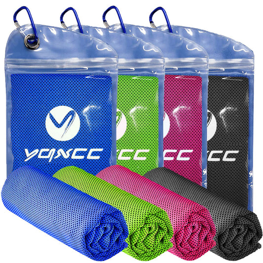 YQXCC 4 Pack Cooling Towel (47"x12") Ice Cool for Neck, Microfiber Soft Breathable Chilly Towels for Yoga, Sports, Golf, Gym, Camping, Running, Fitness, Workout & More Activities